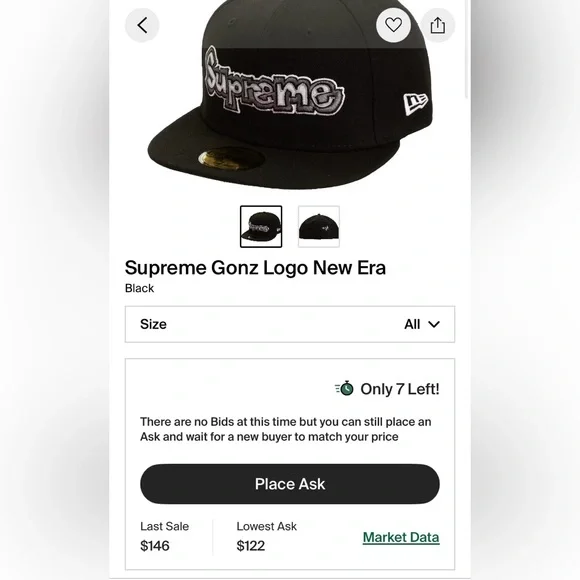 Supreme Gonz Logo New Era Fitted Hat size 7 1/2” Brand new - Picture 3 of 4